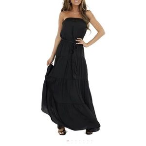 Strapless black maxi dress